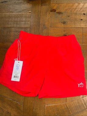 Southern Tide Bright Red Kids Swim Shorts Poppy NWT XS 4/5